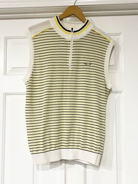 Louis Castel | Knit Stripe Golf Quarter Zip Vest Shirt
